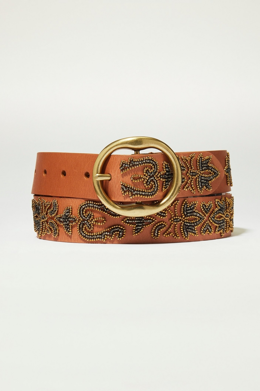 beaded leather belt